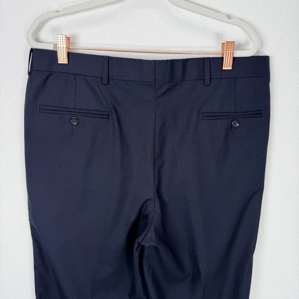 Brooks Brothers 346 Mens 34x30 Pleated Wool Suit Trousers Pants Dark Navy Cuffed